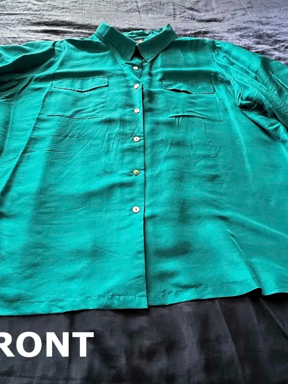 TUNIC, 100% SILK, TURQUOISE, SZ 26W, LONG ROLL-UP SLEEVES, HAS DARTS, BUST PKTS